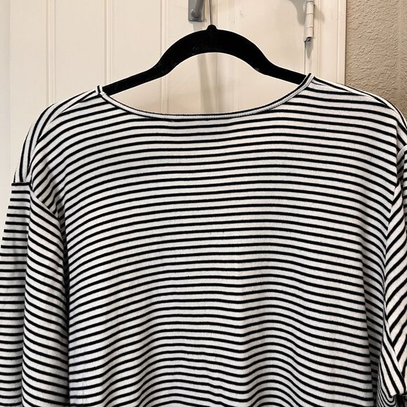 Quacker Factory Shirt Womens Size 2X Bumble Bee Embroidered Black White Striped - Picture 8 of 10